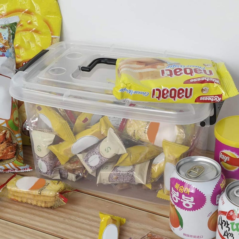 Doryh 5 L Plastic Storage Bin with Lid, Clear Transparent Box With Black Handles Set of 6 - Image 3
